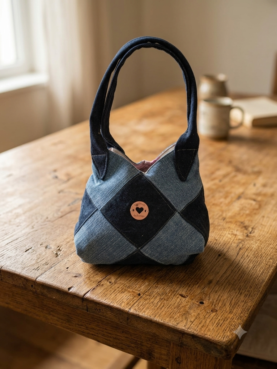 borsa scacchi in denim