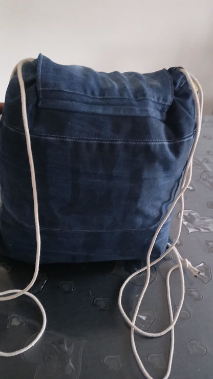 zaino a sacco in denim