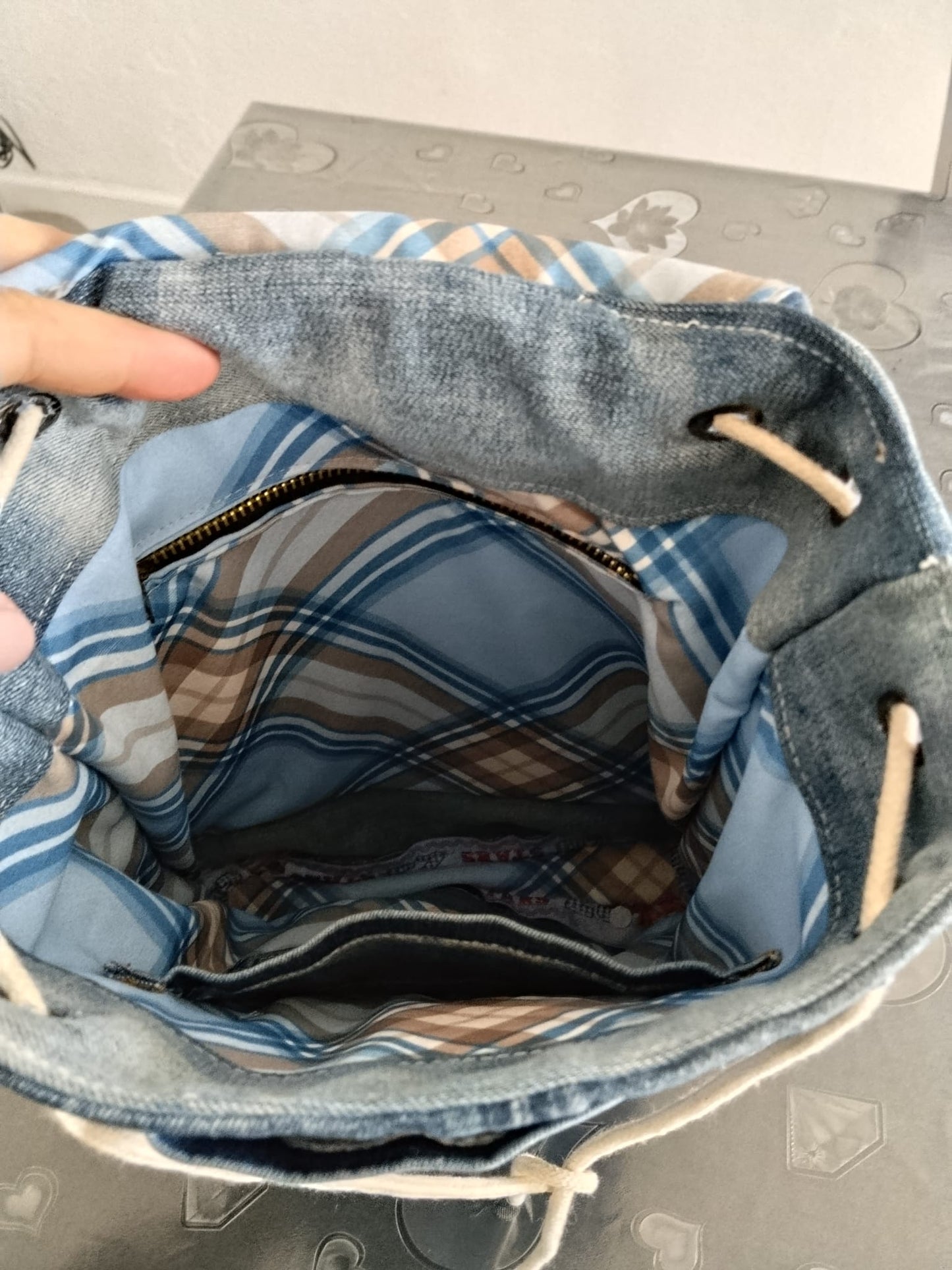 Zaino fiore in denim