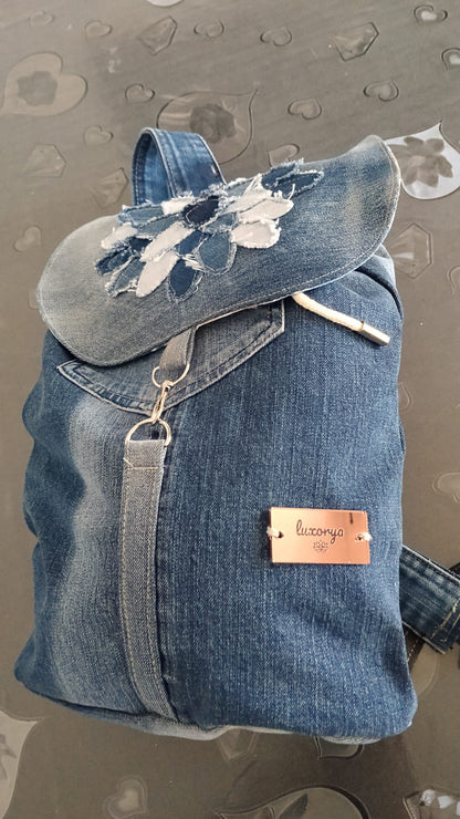 Zaino fiore in denim