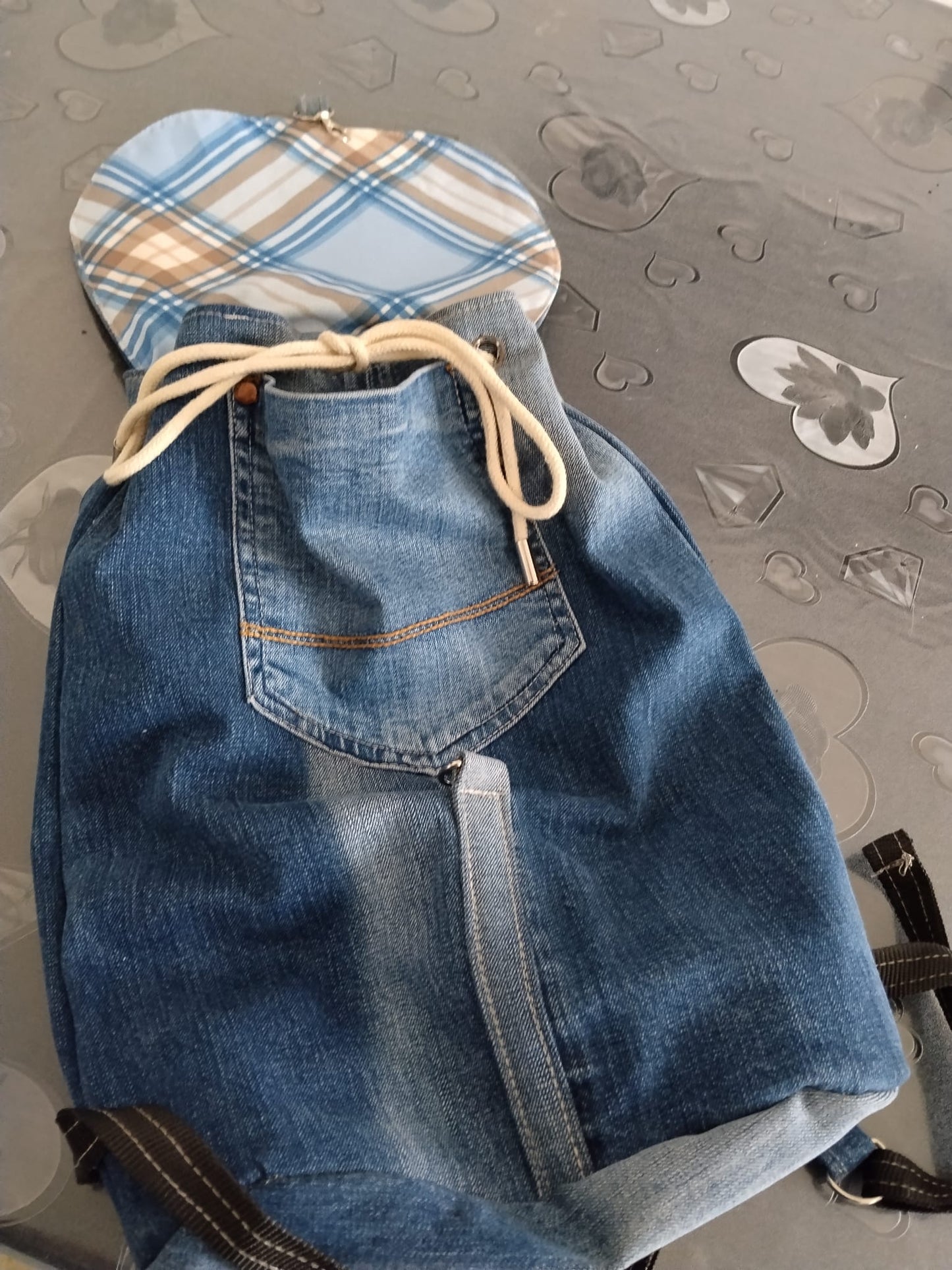 Zaino fiore in denim