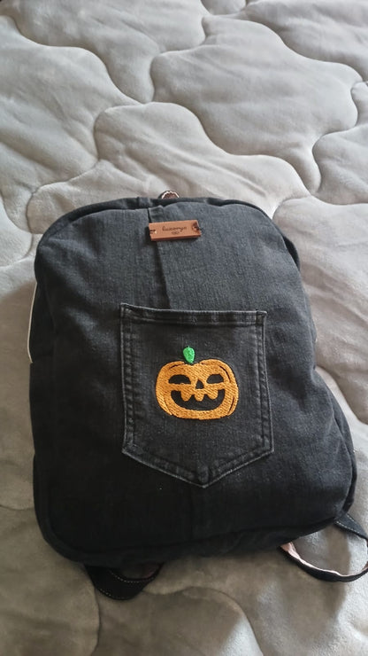 Zaino in jeans nero