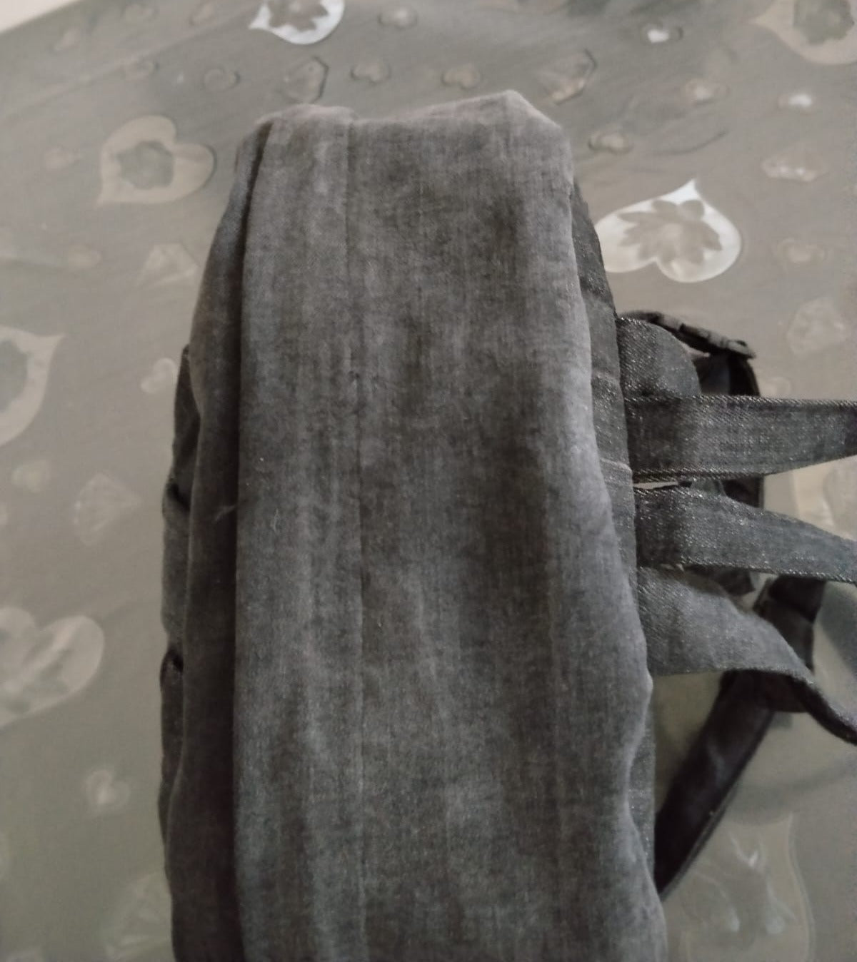 zaino a strisce in jeans nero