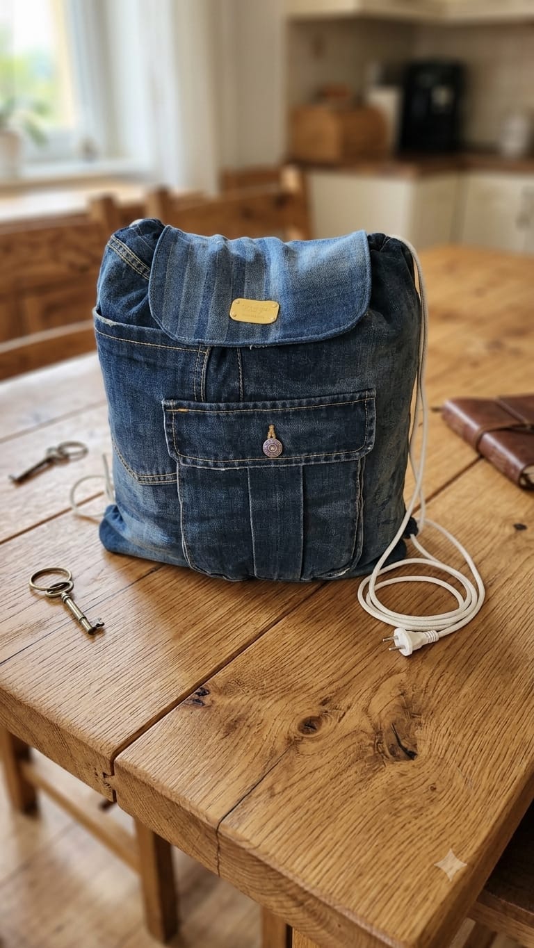 zaino a sacco in denim